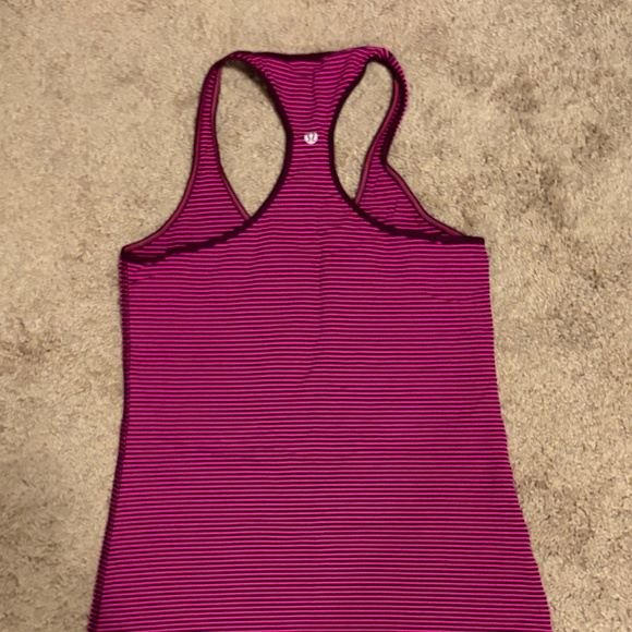 Lululemon Burgundy/Pink Stripe Cool Racerback Tank Size 10 - Picture 2 of 2